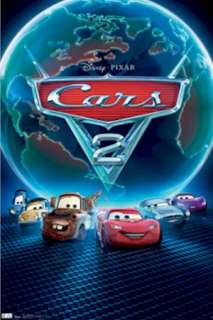 CARS 2 ~ MOVIE POSTER SET OF 3 Earth Cities Stripe 22x34 LOT Disney 