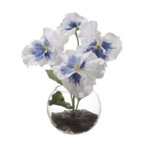  Faux 9 Ice Pansy in Bubble Glass Vase White Clear (Pack of 