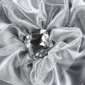 Satin Flower with Glitter Tulle and Jeweled Hair Clip  