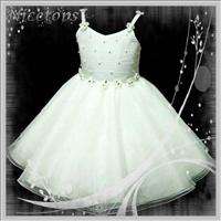 White Christening Pageant Flowers Girls Dresses Age 5/6  