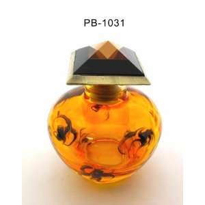  Amber Stone On Top Perfume Bottle 3in H