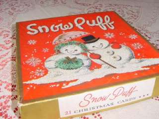   new CHRISTMAS CARDS w Box FOAM SNOWY snowflakes gold gilt 1950s  