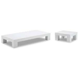  Occassionals White & Wenge Coffee & End Table with Wood 