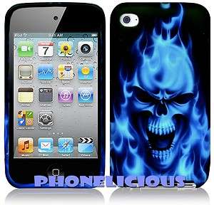 Ipod Touch 4 4G 4TH Gen GEL SKIN CASE Cover BLUE SKULL  