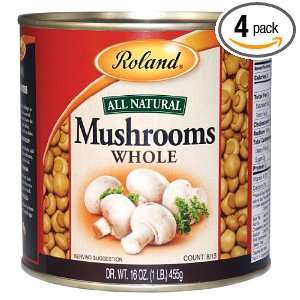 Roland Whole Mushrooms (8/15 Count), 16 Ounce Can (Pack of 4)  