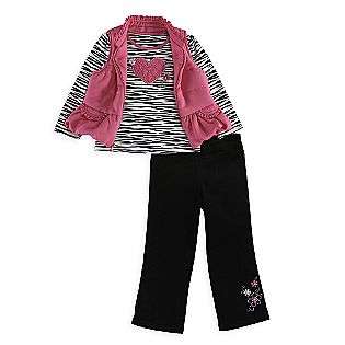 Toddler Girls 3 Piece Zebra Print Vest Set, Corduroy Pant  Kids Play