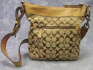 Coach Brown Signature Small Shoulder Duffle Messenger Bag Handbag 