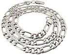 Solid Stainless Steel Polish Silver Tone Figaro Chain Necklace Free 