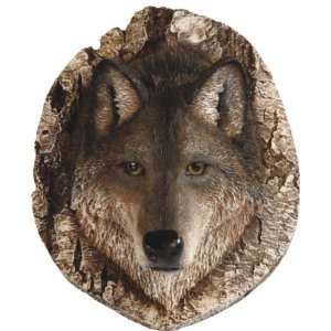  Wildlife Wolf Head on Cracked Rock Hunters Plaque Statue 