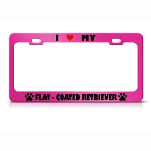 Flat Coated Retriever Paw Love Heart Pet Dog License Plate Frame Tag 