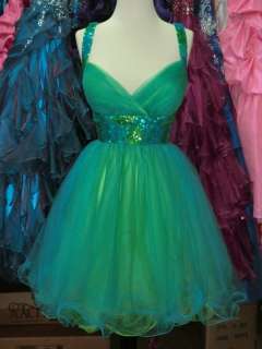 Sexy Short Prom Homecoming Dress Turquoise & Lime Size 8 NWT  