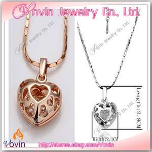 18K Gold Swarovski Crystal GP Multi Heart Necklace Set N001  