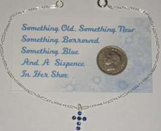 Blue Cross Brides Anklet Sterling Silver Sixpence  