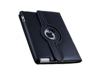   Rotating Magnetic Leather Case Smart Cover Swivel Stand Black  
