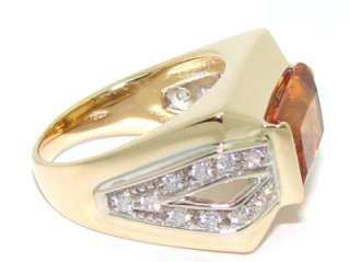 Estate 18kt Gold 3.50ct Citrine Diamond Band Ring  