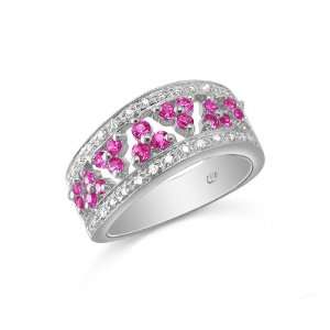   Gold .54ct Pink Sapphire and .15ct Diamond Band Size 7.5 Jewelry