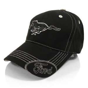  Ford Mustang Black Running Pony Baseball Hat, Official 