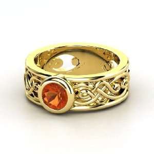    Alhambra Ring, Round Fire Opal 14K Yellow Gold Ring Jewelry