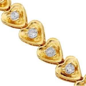   Gold Womens Diamond Heart Bracelet 1.00 Ctw Avianne & Co Jewelry