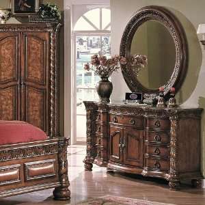  Wildon Home Stephano Dresser and Mirror Set in Cherry and 