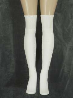   ” OVER THE KNEE classic PLAIN SOLID WHITE tube socks (30 13)  