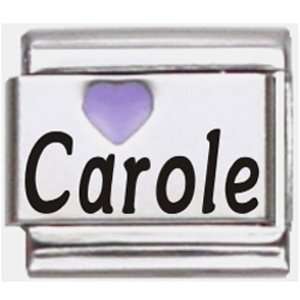  Carole Purple Heart Laser Name Italian Charm Link Jewelry