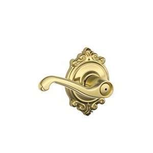 Schlage F40 605 Bright Brass Privacy Flair Style Lever with Brookshire 