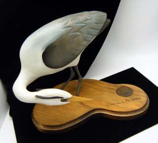 Ducks Unlimited Carved Blue Heron Bird Gordon Alcorn DU Medallion In 
