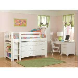  Loft Bed in White with Essex Accessories Configuration Low Loft Bed 