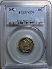 1942/1 MERUCRY DIME PCGS VF 30