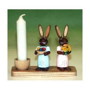  Lady Easter Bunnies German Candleholder 