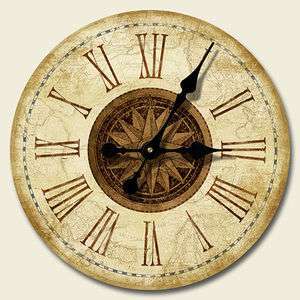 XL 16 Round Wooden Wall Clock Phoenix Antique Sailing Map Kitchen 