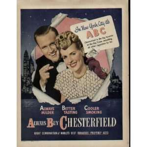 In New York City its ABC  1946 Chesterfield Cigarettes Ad 