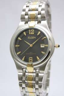   Elgin Men Two Tone Stainless Steel Dress Date Watch 38mm FG068  
