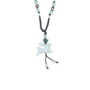 Rabbit Zodiac Jade Necklace Adorned with Jade Beads and Ingot for Good 