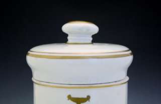 LATE 19C FRENCH PORCELAIN APOTHECARY DRUG JAR W/ LID BALS TOLUTAA 