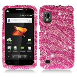 Pink Zebra Bling Hard Snap On Cover Case for ZTE Warp N860 w/Screen 