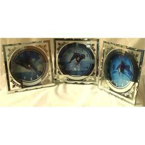 Glass Table/mantle Clock Dolphins Set of 3 
