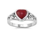     Stones Silver Ring with Stone   Red   Heart   Height 7mm, Size 5