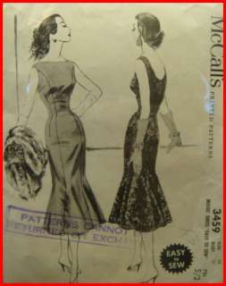   Retro 1950s McCAlls EASY Fitted Fish Tail Fitted Dress Pattern  