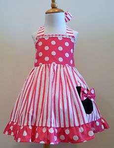  Dress Hot Pink stripes And Polka Dot Halter Dress 12M To 6Y  