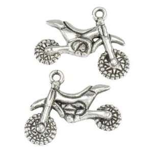     3D Motorbike 23x17mm Pewter Antique Silver Plated 