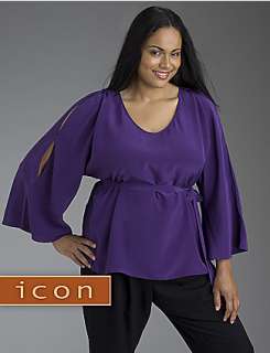 Cold shoulder silk blouse from our Icon Collection  Lane Bryant