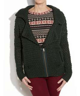 Dark Green (Green) Only Chunky Knit Cardigan  243202838  New Look