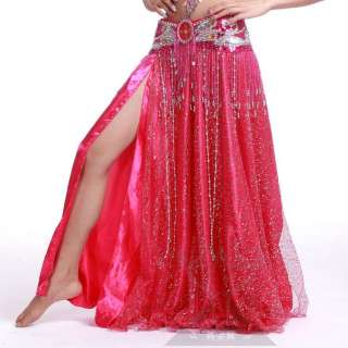 GD】 belly dance costume newest 2 layers side split skirt SNOW 