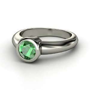    Spotlight Ring, Round Emerald Sterling Silver Ring Jewelry