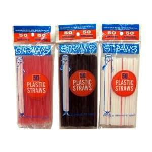   Brand Asst 50 Ct Plastic Drinking Straws Case Pack 100