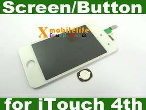 White Touch Digitizer LCD Display Screen Home Button for iPod Touch 