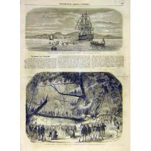  1858 Duck Chase Ship Theatre Scene Pearl Brazil Print 