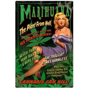  Marijuana Pinup Metal Sign